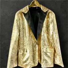 【一回着用】メンズ　ゴールド スパンコール ブレザー XL