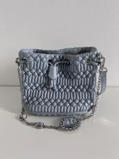 量産型ライトブルー バケットバッグ ビジューチェーンストラップ