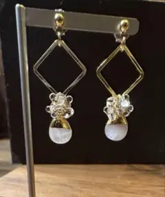 ローズクオーツ　ハンドメイドピアス