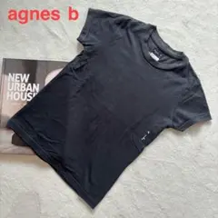 アニエスベー 美品 Tシャツ ロゴ 人気 クルーネック 黒T 半袖 九