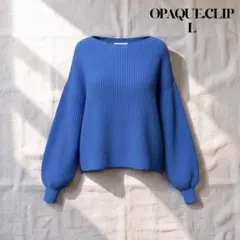 OPAQUE.CLIPリブニットボリューム袖 Lブルー オーバーサイズ セーター