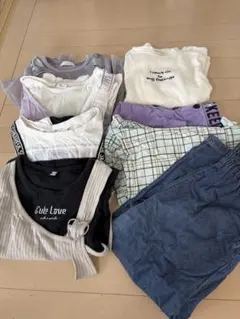 カジュアル トップスとデニム風パンツ 8点セット　120