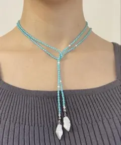 ターコイズカラービーズとパールのネックレス　！！サマーセール中！！
