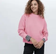 定価2990円UNIQLO ウォッシャブルソフトニットクルーセーター ピンク