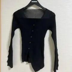 新品未使用リブ編み長袖カーディガン 黒