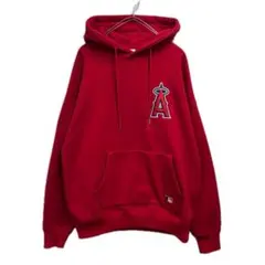 M】MLB エンゼルス マフポケット付き ロゴ刺繍 長袖パーカー○メンズ 
