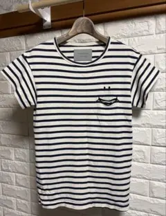 MARKAWAREマーカウエアボーダー スマイルポケットTシャツ0ユーズドのサムネイル
