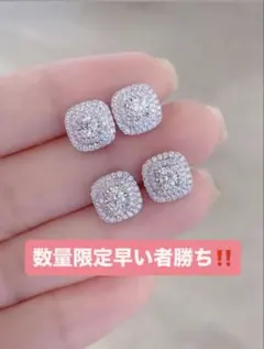 高級感✨キラキラピアス CZダイヤ シルバー レディース 韓国ジュエリー