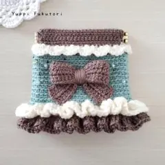 【yp.280】マシュマロ　ドレス風　バネロポーチ　　小物入れ　リボン　フリル