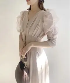 スナイデルsnidel フロントホックシースルースリーブワンピース