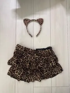 ヒョウ柄フレアスカートとカチューシャセット