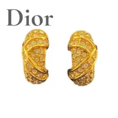 Dior ディオール ピアス ハーフフープ リボン ラインストーン ヴィンテージ