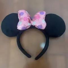 ミッキー耳カチューシャ スパンコールリボン付き