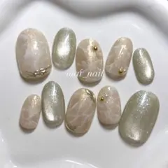 ネイルチップ　ニュアンスネイル　マグネットネイル　大理石ネイル　ブライダル