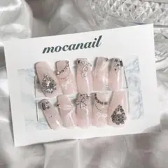 【現品】ネイルチップ 量産型 ワンホン ピンク リボン 韓国 ハート ラメ