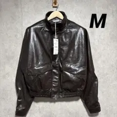 ZARA クロップド丈 フェイクレザー ジャケット M 新品 ブラウン