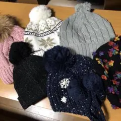 【即購入OK‼︎】♡ボンボン付きニット帽5個、お花が付いたベレー帽♡