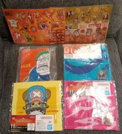 ワンピース　タオル4枚　ワンピースフィルムレッド　ステッカー2枚　セット