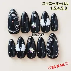 ネイルチップ　ブラック　ウィッシュコア　フレンチガーリー　韓国　ワンホン　y2k