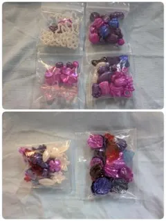 紫・ピンク・白ビーズセット 6袋