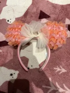 ピンクフリルミッキー耳カチューシャ