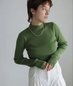 【SELECT MOCA】新品！グリーン リブニット 長袖