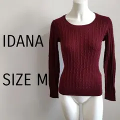 【イダーナ】ニットトップス　Мサイズ　赤　ワインレッド　秋　冬　シンプル　無地▽