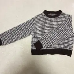 ハウンドトゥースパターン長袖ニット