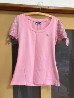 バーバリーブルーレーベル　ピンク Tシャツ Mサイズ チェック柄袖