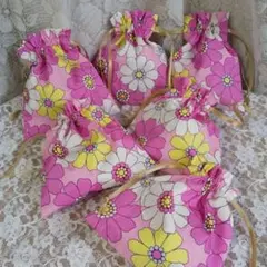 花柄 巾着 ６個セット （ハンドメイド）