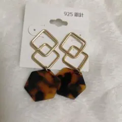 925銀針 六角形と四角形のピアス