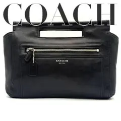 希少 COACH コーチ レガシー ハンドバッグ バスケットクラッチ レザー 黒