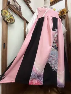 振袖 着物リメイク シルエット変形 ドレス 和柄 ワンピース 刺繍桐紋
