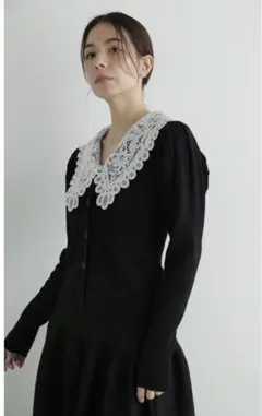 【新品】Jill Stuart レースカラーニットカーディガン黒 JILL STUART（ジルスチュアート）の「◇レースカラーニット