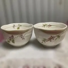 花柄白陶器ボウル2個セット