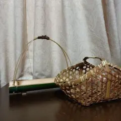 竹製 編み込みバスケット 2個