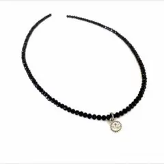 ブラックスワロネックレス最高級に輝くラインストーン付き★