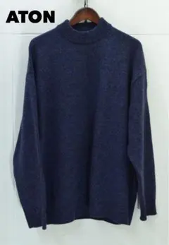 ATON】WOOL MOHAIR CREWNECK SWEATER NAVY - メルカリ