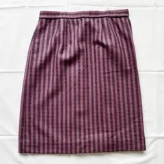 スカート　タイト　パープル　ストライプ　紫　L　後ろプリーツ　昭和　レトロ