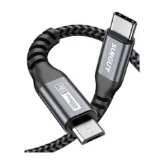 ②Type C Micro USB 充電ケーブル 1.5M グレー