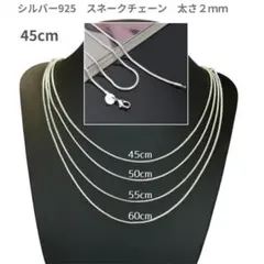 シルバー925 ネックレス 2mm×45cm スネークチェーン