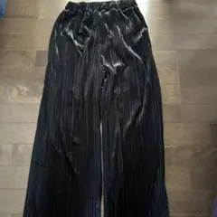 ローリーズファーム　プリーツパンツ　ブラック　ウエストゴム　ストレッチ　F