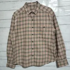 Mademoiselle NON NON ピンク系チェック柄 ネルシャツ