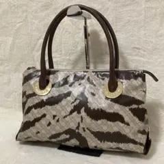 美品 希少 GHERARDINベージュ ブラウン トートバッグ ゼブラ ソフティ