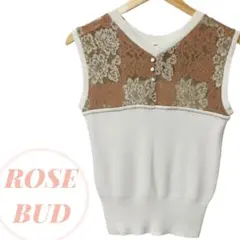 ROSE BUDフラワーレースノースリーブニット ホワイト フリーサイズのサムネイル