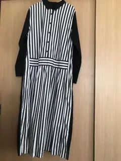サニークラウズ　bonpon さんの白黒モードワンピースM ストライプ