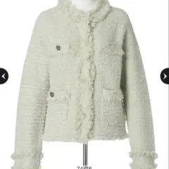 新作 アプワイザーリッシェ フリンジツイードニットジャケット