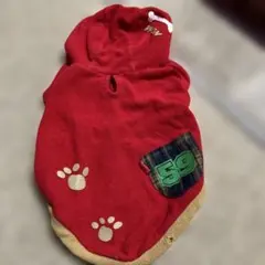 ごぼう様専用 赤いフリース犬服 フード付き