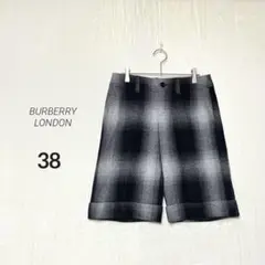 【BURBERRY】美品✨ウール ラメ糸混 オンブレチェック ショートパンツ