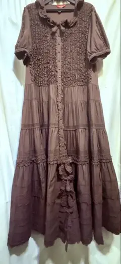 ピンクハウス豪華フリル茶系ワンピースカネコイサオワンダフルワールド